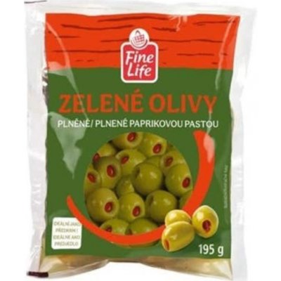 Fine Life Olivy zelené s paprikovou pastou 195 g – Zboží Dáma