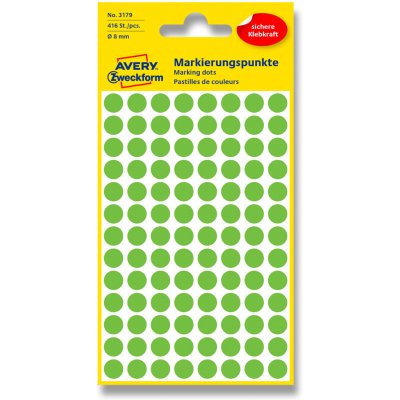 Avery Zweckform Etikety na různá značení 416 ks světle zelené 8 mm kulaté 3179 – Zboží Dáma