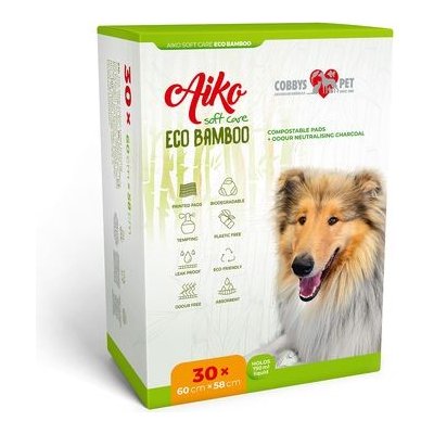 Aiko Soft Care Eco Bamboo 60x58cm 30 ks kompostovatelné podložky pro psy dřevěné uhlí neutralizující zápach – Zboží Mobilmania