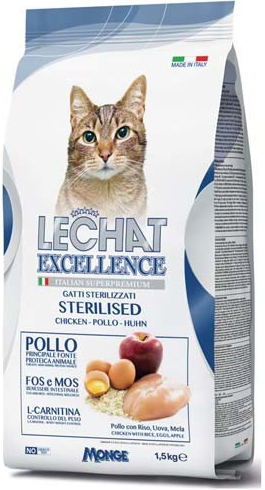 Monge Lechat Excellence STERILIZED Chicken 35/11 superprémiové krmivo pro kočky 1,5 kg