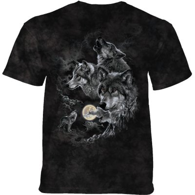 The Mountain Mountain Trio Moon vlci pánské batikované triko černé