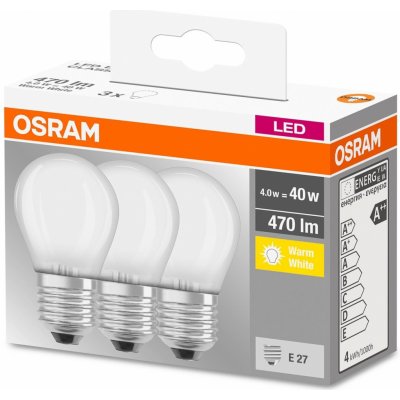 Osram 3PAK LED žárovka LED E27 P45 4W = 40W 470lm 2700K Teplá bílá 300° – Zboží Mobilmania