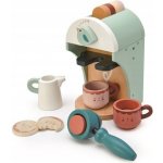 Leaf Toys Cappuccino Babyccino Maker Tender dřevěný kávovar s dvěma šálky a sušenkami s mlékem – Zboží Dáma
