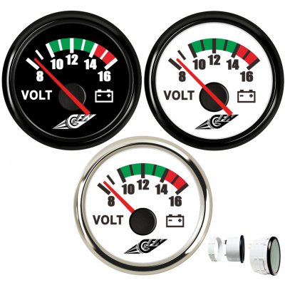 Voltmetr GNF 8 - 16 V Barva: Černý rámeček a bílý ciferník – Zbozi.Blesk.cz