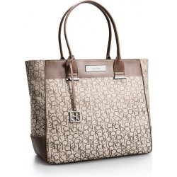 Calvin Klein kabelka Logo jacquard faux lizard accent shopper tote