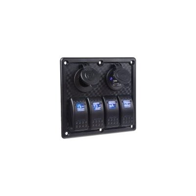 Panel s 4x spínači Rocker, CL + USB zásuvka, 12/24V – Zboží Mobilmania