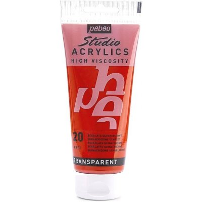 Pebeo akrylové barvy Studio Acrylics 100 ml 020 transparent červená šarlatová – Sleviste.cz