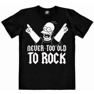 CurePink: tričko The Simpsons: Homer Never Too Old To Rock S černé [040-1749] – Zboží Mobilmania