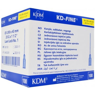 KDM Injekční jehla KD-Fine 20G 0,9 x 40 mm žlutá 100 ks – Zboží Mobilmania