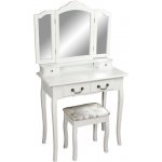 Tempo Kondela Toaletní stolek REGINA NEW s taburetem bílý/stříbrný – Hledejceny.cz