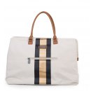 Taška na kočárek Childhome Mommy Bag Big Canvas Off White Stripes černá/zlatá