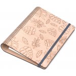 Wooden Moment Poznámkový blok Listy Tmavě šedá Linkovaný A5 – Zboží Živě