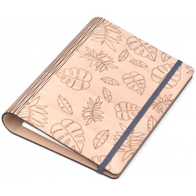 Wooden Moment Poznámkový blok Listy Tmavě šedá Linkovaný A5 – Zboží Živě