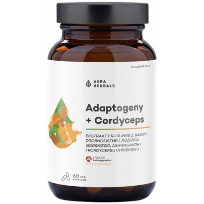 Aura Herbals Adaptogeny + Cordyceps, Rostlinné extrakty 60 kapslí – Hledejceny.cz