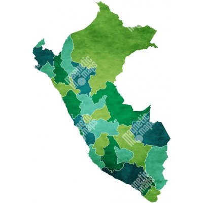 Magnetická mapa Peru, ilustrovaná, zelená (pozinkovaný plech) 67 x 67 cm