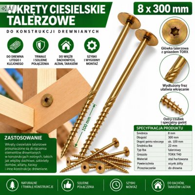 Vruty do dřeva PGB 8 x 300 mm 50 ks – Hledejceny.cz