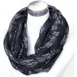 AB Production šál s potiskem notové osnovy černý – Zboží Mobilmania