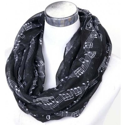 AB Production šál s potiskem notové osnovy černý – Zboží Mobilmania