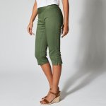 Strečové 3/4 kalhoty s efektem plochého břicha khaki – Hledejceny.cz