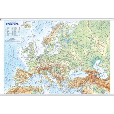 Evropa - obecně zeměpisná mapa, office, nástěnná, 1 : 4 500 000 (s lištami v tubusu) – Zboží Dáma