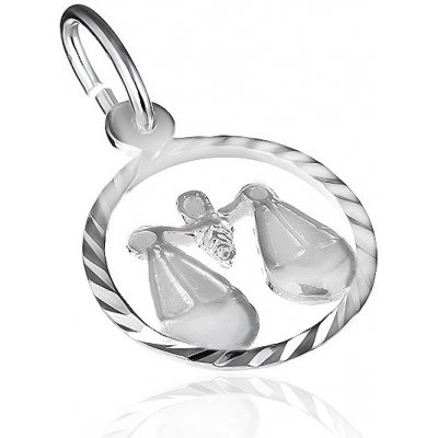 Šperky eshop Stříbrný přívěsek 925 znamení váhy v lesklém kruhu X16.04