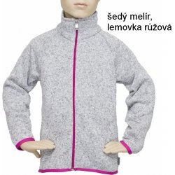 Fantom svetr šedý melír lemovka růžová