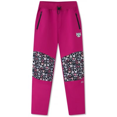 Wolf Dívčí softshellové kalhoty, zateplené Wolf &ie B2591, růžová lesní zvířátka Růžová – Zboží Dáma