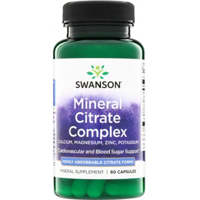 Swanson Mineral Citrate Complex Vápník, hořčík, zinek, draslík 60 kapslí – Hledejceny.cz
