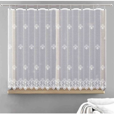 Forbyt Ventura žakárová ELISA, ornamenty, lístky, s bordurou, bílá, výška 150cm (v metráži) – Zboží Dáma