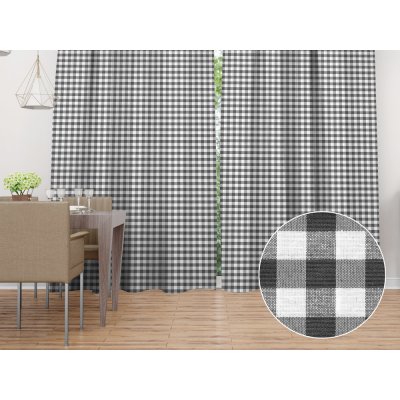 Biante Dekorační závěs Rebeka RE-011 Šedo-bílá kostka střední 130x150 cm – Hledejceny.cz