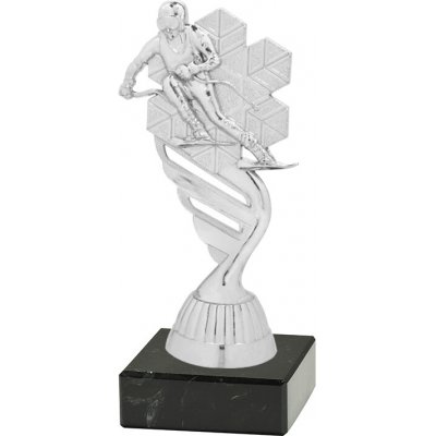 Soška LYŽE SJEZD M/P424 stříbrná černý mramor 15 cm – Zboží Dáma