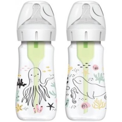 Dr. Brown's kojenecká antikoliková láhev Oceán Options+ WideNeck 270ml 2 ks WB92028 – Zboží Mobilmania