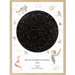 Jen tak z lásky Hvězdná mapa Vašeho životního okamžiku Rozměr plakátu: 50 × 70 cm (tištěný plakát), Barva pozadí: Malý princ, Volba rámu: Lípa dřevěný rám – Zboží Dáma