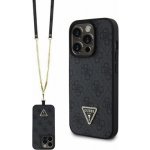GUESS PU 4G Strass Triangle Metal Logo + Crossbody Popruh Apple iPhone 15 Pro černé – Hledejceny.cz