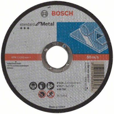 Bosch Dělicí kotouč rovný Standard for Metal A 60 T BF, 115 mm, 22,23 mm, 1,6 mm – Zboží Mobilmania