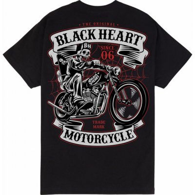 Motorkářské tričko BLACK HEART SKELETON CHOPPER Černá