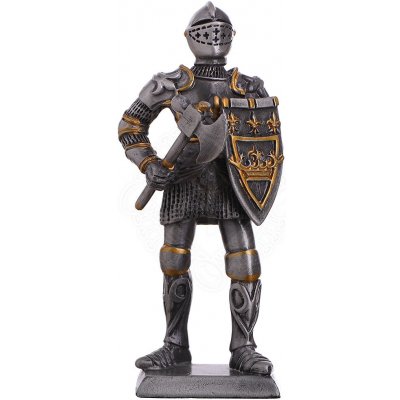 Mayer Chess Cínový vojáček středověký rytíř se sekerou a erbovním štítem 105mm