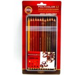 Koh-i-Noor 3822012014BL Polycolor souprava uměleckých pastelek speciální řada hnědá 12 ks – Zboží Živě