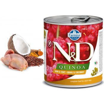 N&D Quinoa Dog Skin & Coat Quail 285 g