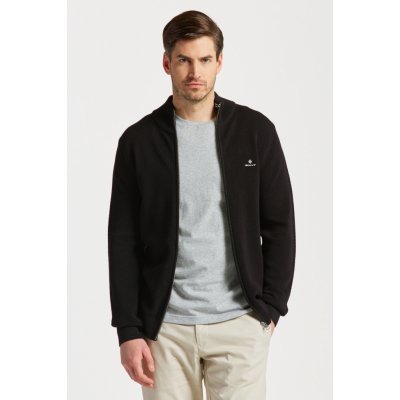 Gant Cotton Pique Zip Cardigan černá – Zbozi.Blesk.cz