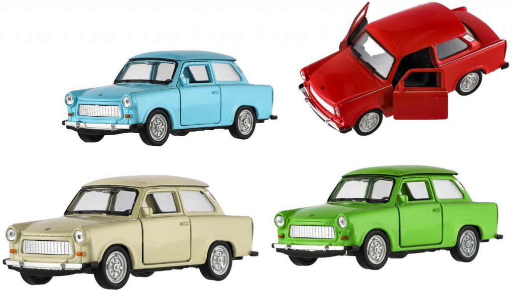 Welly Dromader Auto Trabant 601 Klasic kov/plast 11cm 39 na volný chod 4 barvy v krabičce 15x7x7cm 1:34