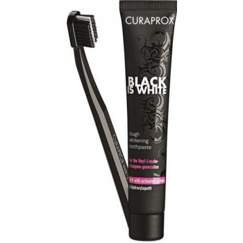 Curaprox Black Is White zubní pasta Black Is White 90 ml + zubní kartáček Black Is White dárková sada