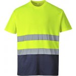 Portwest Reflexní tričko s krátkým rukávem Cotton Hi-Vis žluté/modré 87416