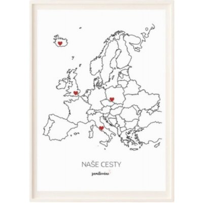 Vzpomínková mapa Naše cesty – Evropa, A3 + rám – Hledejceny.cz