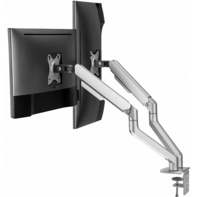 White Shark NEFERITES II, držák pro 2 monitory, stříbrná (GMS-3208) (NEFERITES-II) – Zboží Živě