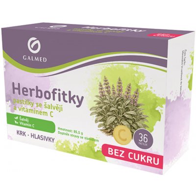Galmed Herbofitky se šalvějí s Vit.C bez cukru 36 pastilek – Hledejceny.cz
