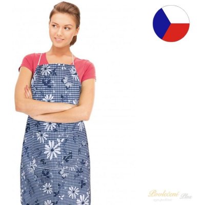 Bellatex zástěra Dita modrá kostička s květem – Zboží Dáma