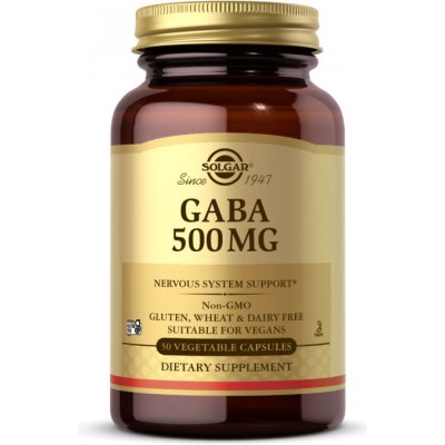Solgar GABA, 500 mg, 50 rostlinných kapslí