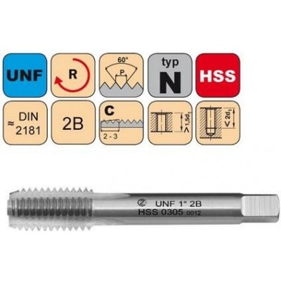 NÁSTROJE CZ Sadový závitník UNF 5/8"-18 III 2B HSS DIN 2181 - 0305 - CZZ0305-UNF-5/8"-18-III-2B – Hledejceny.cz
