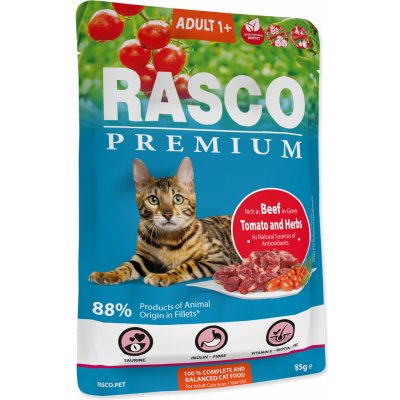 Rasco Premium Cat Pouch Adult Beef Hearbs 85 g – Zbozi.Blesk.cz